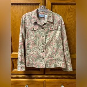 Alfred Dunner Women’s Lightweight Pink & Green Paisley Lined Jacket Sz 8 Petite